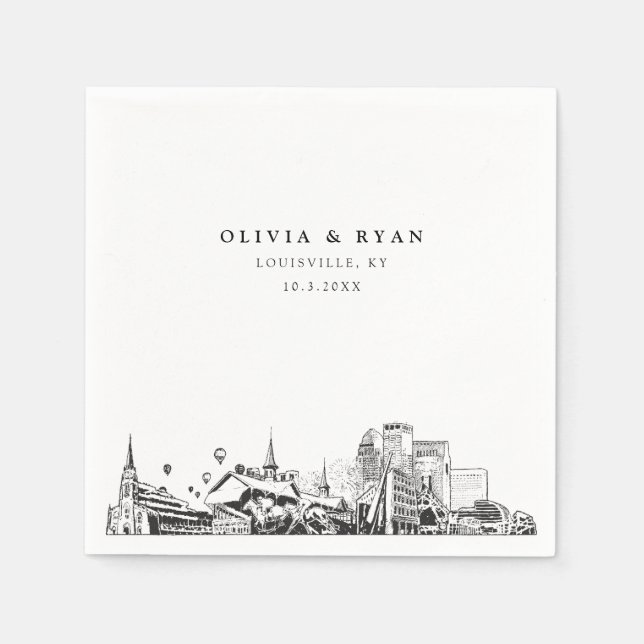 Louisville Skyline Wedding Paper Cocktail Napkin Serviette (Vorderseite)