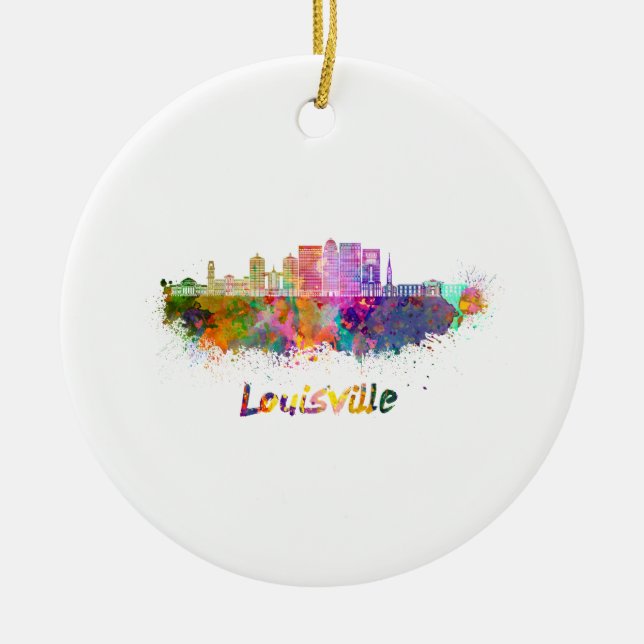 Louisville V2 Skyline in Aquarellfarbe Keramikornament (Vorne)