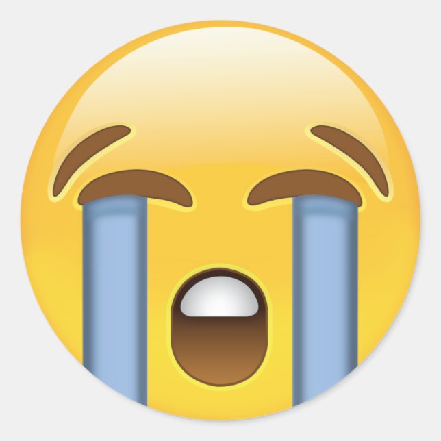 Louly Cry Face Emoji Runder Aufkleber (Vorderseite)