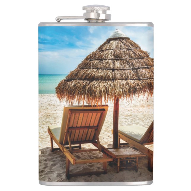 Lounge Chairs Beach throw Pillow Flachmann (Vorderseite)