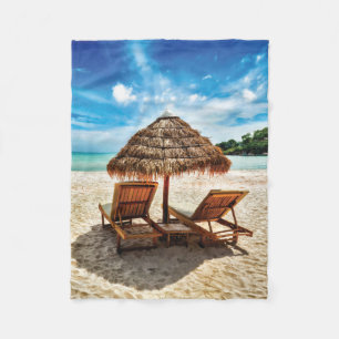 Lounge Chairs Beach throw Pillow Fleecedecke
