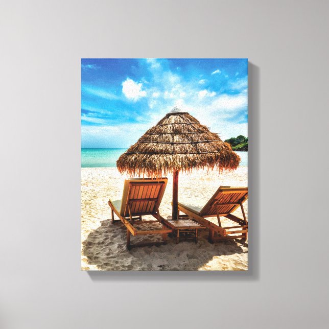Lounge Chairs Beach throw Pillow Leinwanddruck (Vorderseite)