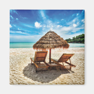 Lounge Chairs Beach throw Pillow Magnet