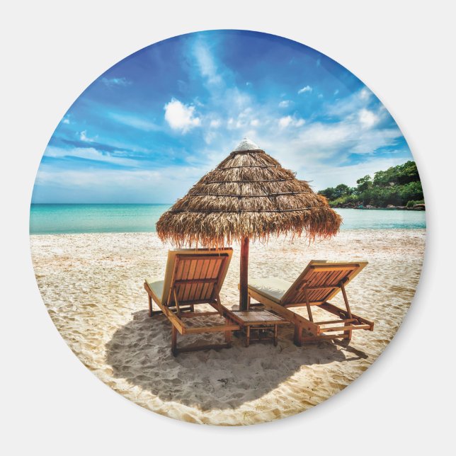 Lounge Chairs Beach throw Pillow Magnet (Vorne)