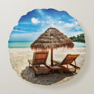 Lounge Chairs Beach throw Pillow Rundes Kissen