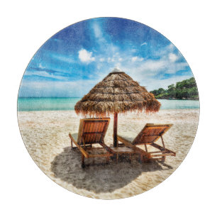 Lounge Chairs Beach throw Pillow Schneidebrett