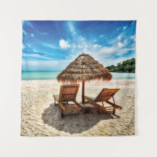 Lounge Chairs Beach throw Pillow Wandteppich