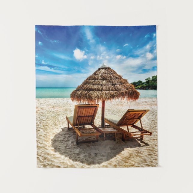 Lounge Chairs Beach throw Pillow Wandteppich (Vorderseite)