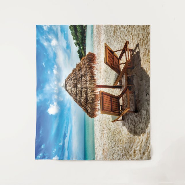 Lounge Chairs Beach throw Pillow Wandteppich (Vorderseite)