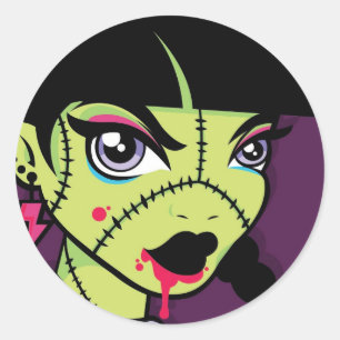 LoungeKat Sticker: Zombie 80 Runder Aufkleber