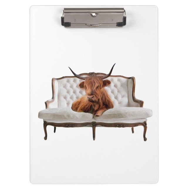 Lounging Highland Scottish Cow Clipboard Klemmbrett (Vorderseite)