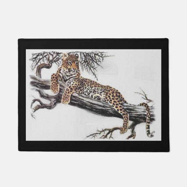 Lounging Leopard Wildlife Fußmatte (Vorderseite)