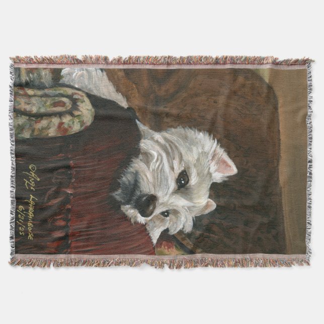 Lounging Westie auf Sofa Decke (Vorderseite)