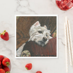 Lounging Westie auf Sofa Serviette