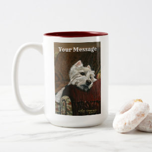 Lounging Westie auf Sofa Zweifarbige Tasse