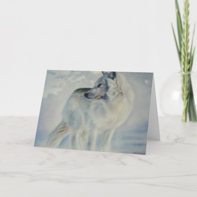 "Loup arctique carte de Noël en hiver" (Devant)