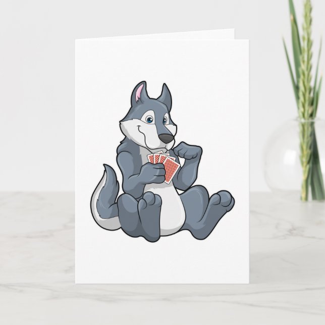 Loup au poker avec des cartes de poker (Devant)
