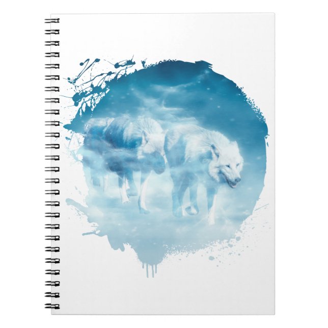 Loup Blanc Animal Vie Sauvage Jungle Nature Notizblock (Vorderseite)