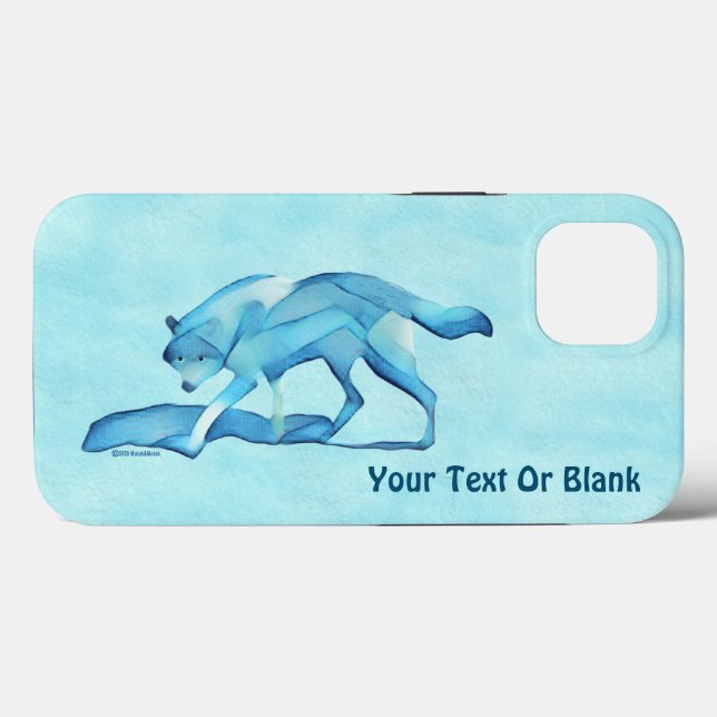 Loup Bleu sur la neige Coque-Mate coque iphone (Verso (horizontal))
