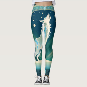 Loup céleste conception Leggings dans les tons ble