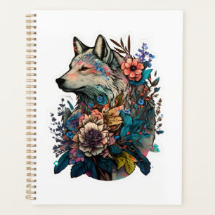 Loup Coloré Avec Fleurs