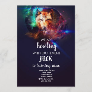 Loup cosmique Invitation de fête d'anniversaire