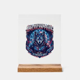 Loup cyberpunk de la liberté de l'IA patriotique F
