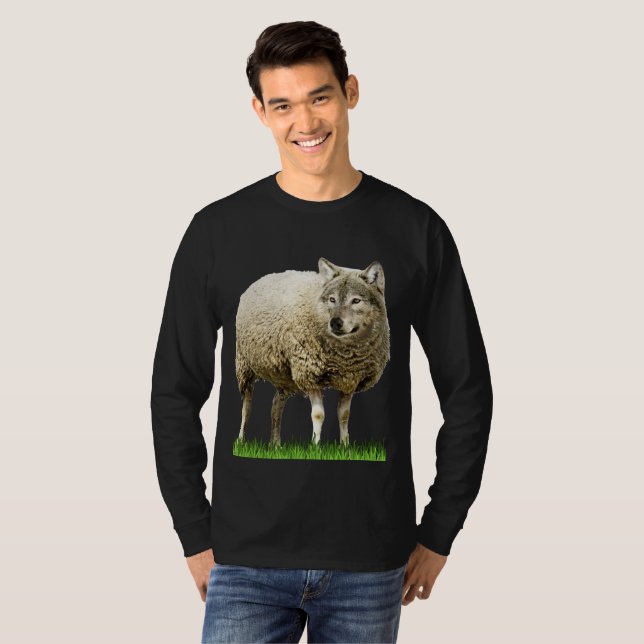 loup dans l'obscurité de noir du T-shirt des (Devant entier)