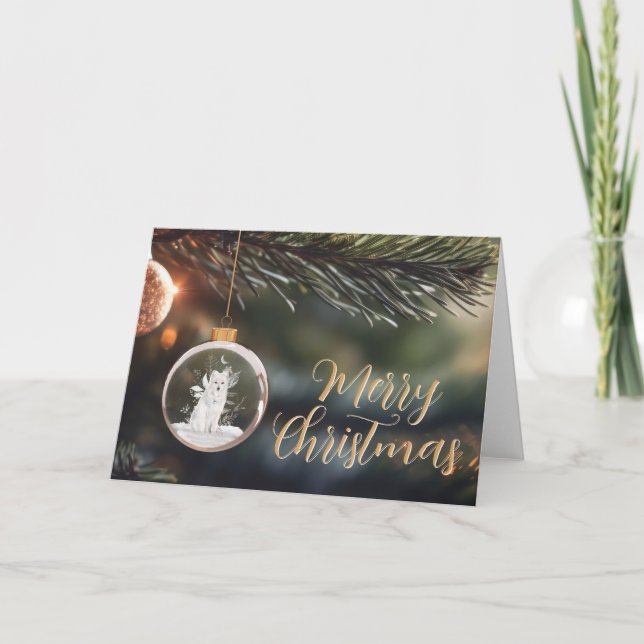 Loup d'hiver avec carte de Noël Floral (Devant)