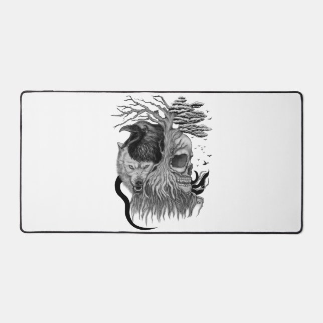 Loup et corbeau avec crâne (Recto)