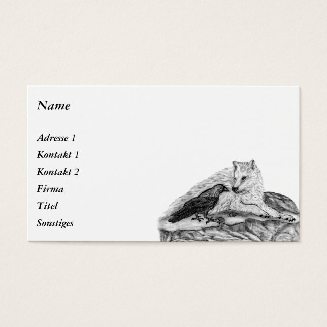 Loup et corbeau - Design noir et blanc (Devant)