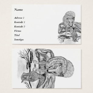 Loup et corbeau - Design noir et blanc