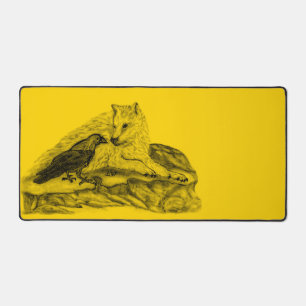 Loup et corbeau noir et jaune