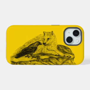 Loup et corbeau noir et jaune