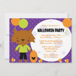 Loup-garou et lune Invitation du Costume d'Hallowe