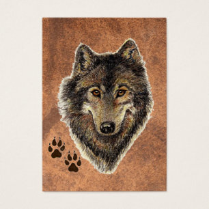 Loup gris d'aquarelle originale d'ATC d'ACEO