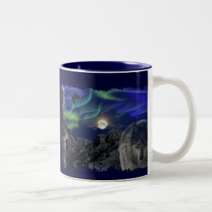Loup gris, Ravens & Aurora & Totem Wildlife Mug