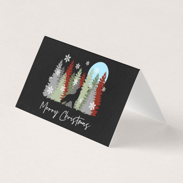 Loup hurlant dans les arbres de Noël joyeux de la  (Front)