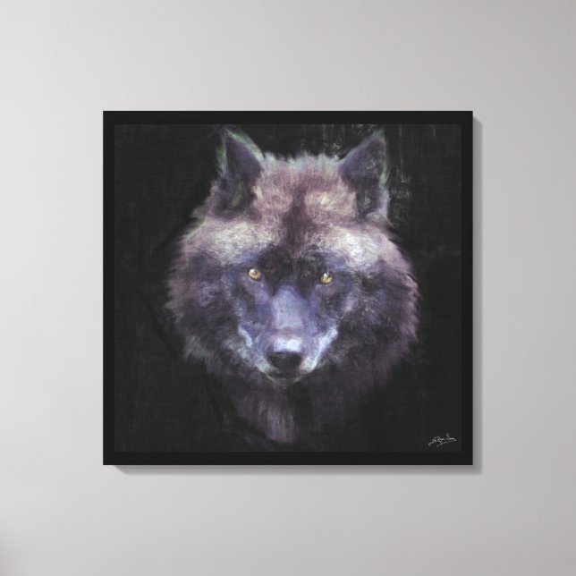 Loup noir Impressionniste Faune toile d'art (Recto)
