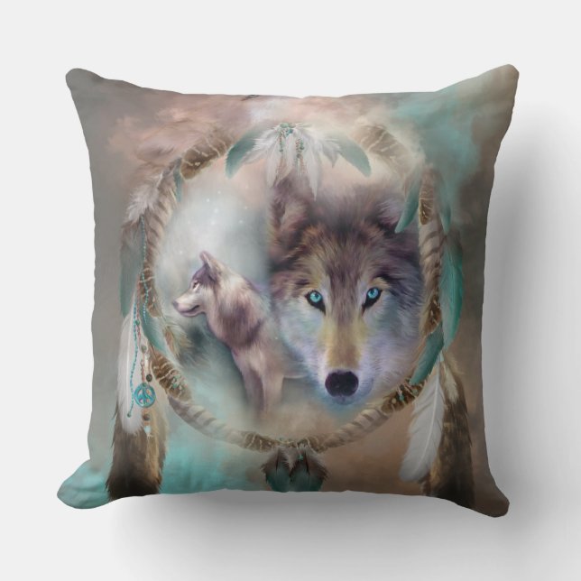 Loup - rêves de coussin de décorateur d'art de (Recto)