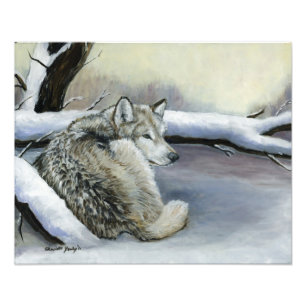 Loup s'étendant dans la copie de photo d'art de