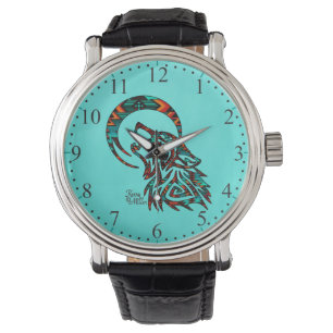 Loup Tribal Qui hurle À La Montre De La Lune