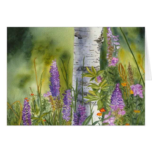 Loupins und Birkenbäume (Vorderseite (Horizontal))