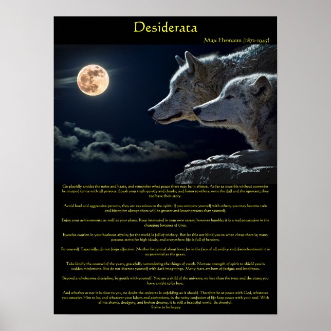 Loups blancs de Desiderata sur une affiche de mont (Devant)