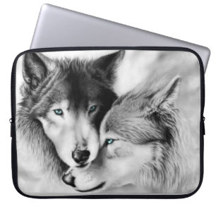 Loups dans le sac d'ordinateur portable d'amour