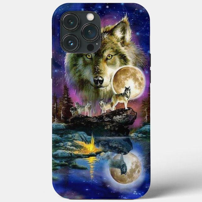 Loups et Lune Coque-Mate coque iphone (Verso)
