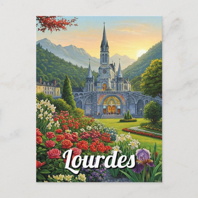 Lourdes France Travel Blume Postkarte (Vorderseite)