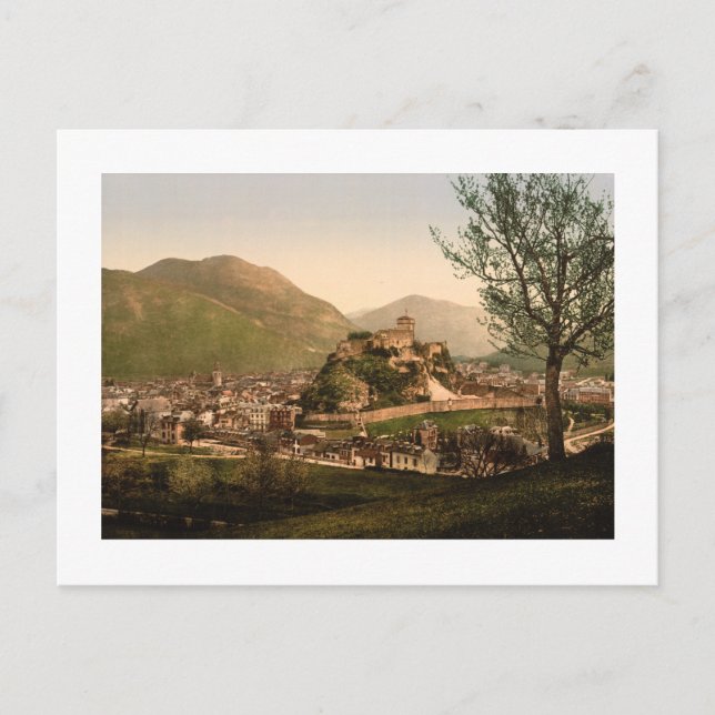 Lourdes, Pyrenäen - Stadt und Schloss Postkarte (Vorderseite)