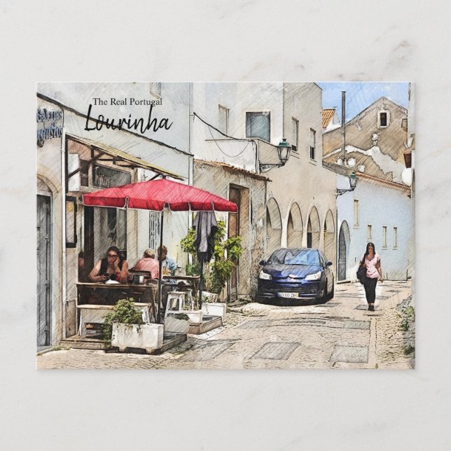 Lourinha Cafe Portugal Postkarte (Vorderseite)