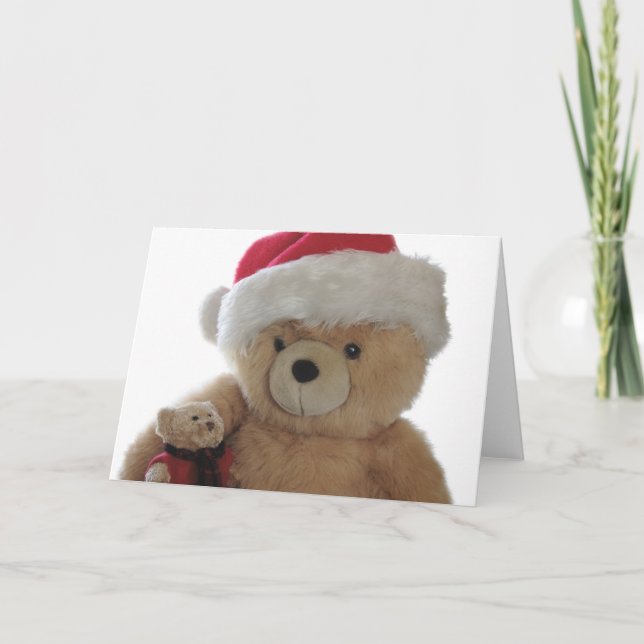 L'ours de Père Noël avec sa petite carte de Noël (Devant)